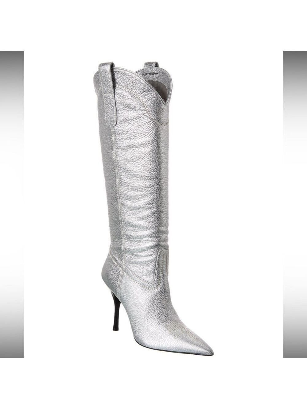 Stuart Weitzman Silver Metallic Pointed Stiletto Over The Knee Boot Size 6